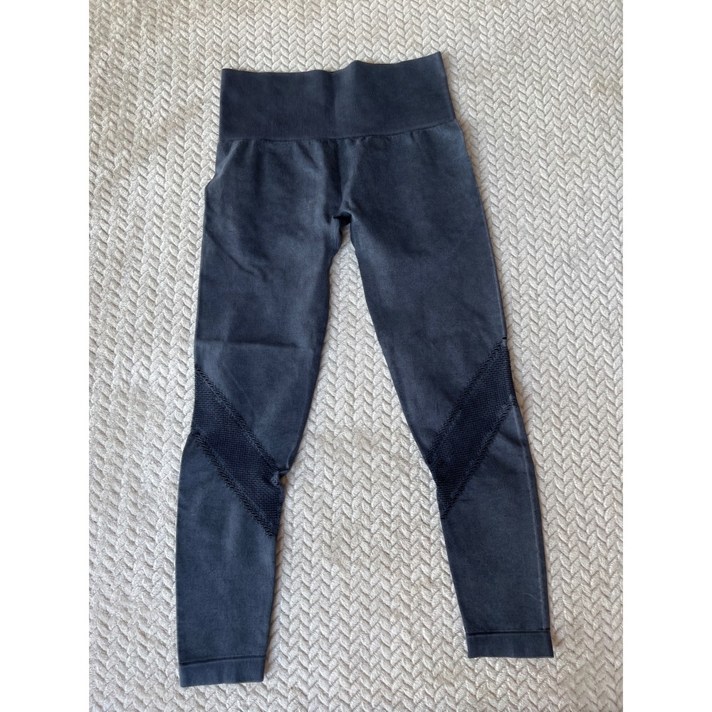Mono B Mineral Wash Seamless Mesh Panel Leggings Charcoal Grey APH2684 Medium